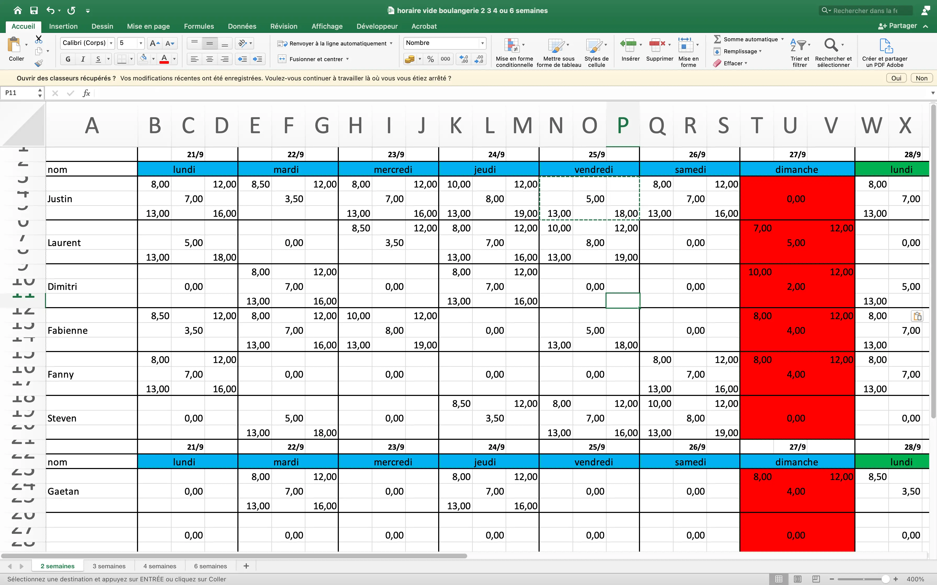 Un tableau excel, une catastrophe pour faire des horaires, mais plus avec Ourly